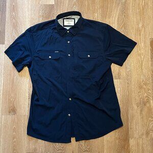 Poncho Outdoors; The Captain, Slim-fit short sleeve shirt; Color Navy, Size L